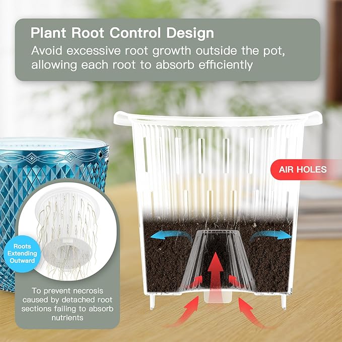 QCQHDU Self Watering Hanging Pots, 2 Pack 5.7 Inch Hanging Planters for Plants Indoor, Outdoor Flower Pots with Drainage Holes and 3 Hooks Chains for Garden Home (Klein Blue)