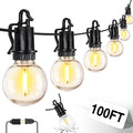 ZJOJO LED Outdoor String Lights,100FT Outdoor Lights for Patio with 32 Shatterproof Bulbs, 2700K Dimmable Waterproof Globe LED Patio Light Lights for Outside Christmas Backyard Bistro Porch Garden