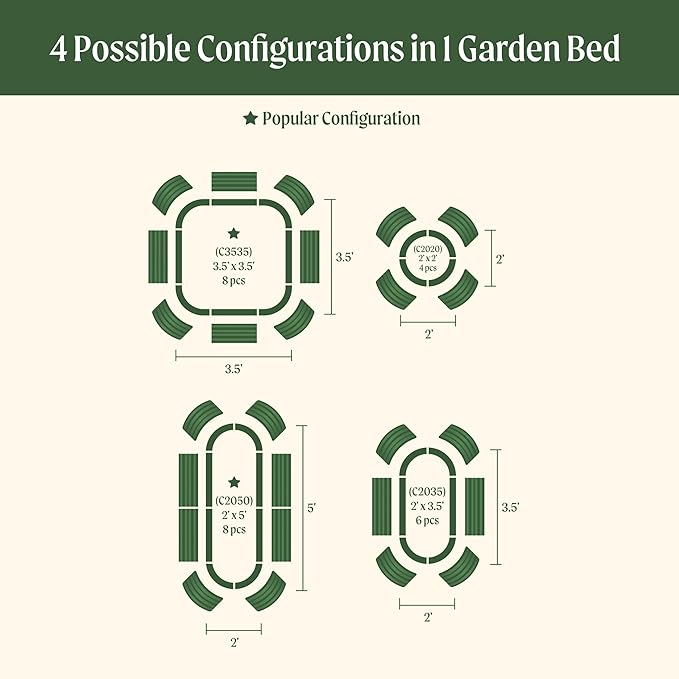 32" Extra Tall Raised Garden Bed Kits, 3.5 x 3.5 x 2.7ft Raised Planter Box Outdoor, 2 x 5 x 2.7ft Deep Root 4 in 1 Modular Metal Raised Beds for Gardening Vegetables Flowers Fruits - Olive Green