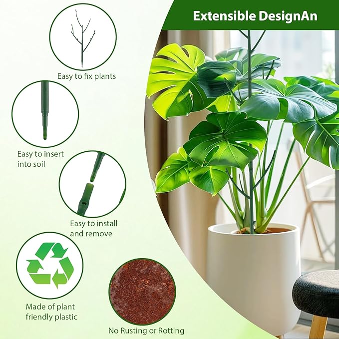 15 Pack Stackable Plant Support Stakes, Garden Trellis for Climbing Plants Indoor and Outdoor Use, Plant Accessories for Potted Plants Monstera, Plant Sticks for Climbing Plant Stems