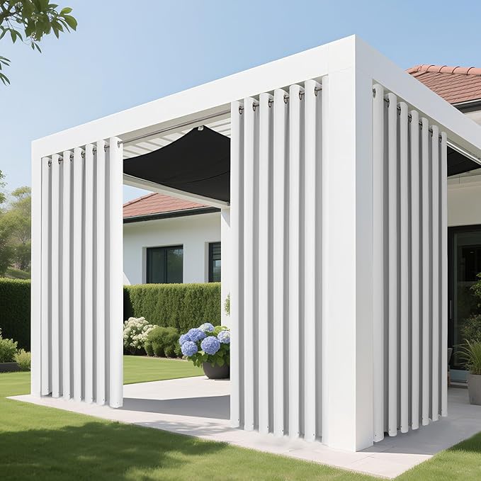 Joydeco Blackout Patio Sliding Door Curtains 90 Inches Long, Grommet Privacy Room Divider Curtains, Extra Wide Thermal Blackout Drapes for Bedroom Living Room (Pure White, 100Wx90L, 1 Panel)