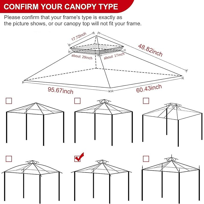 Eurmax USA High Performance Grill Gazebo Canopy Replacement Cover 5x8 BBQ Shelter Top（Coffee）