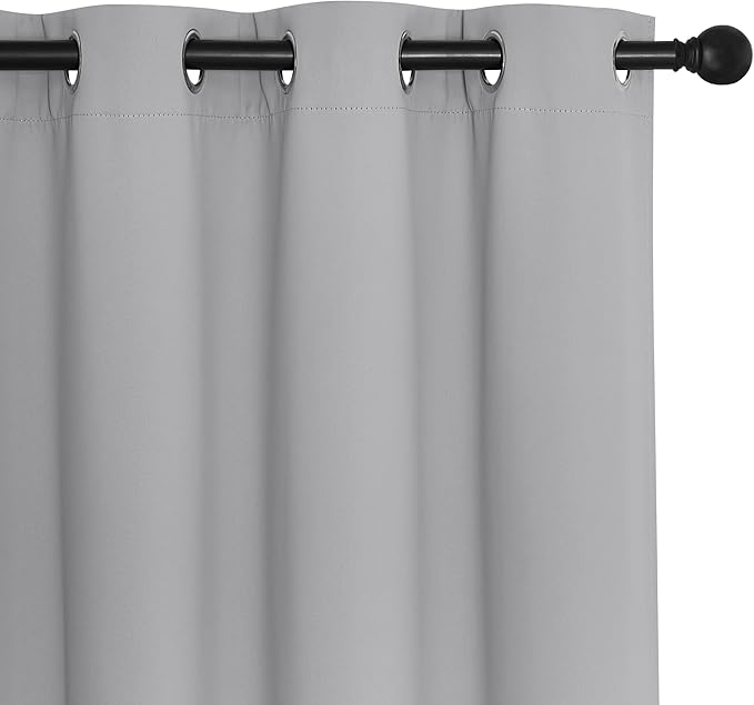 NICETOWN Blackout Sliding Glass Door Curtains, Room Darkening Thermal Insulated Curtains for Living Room Bedroom, Extra Wide Window Drapes, 1 Panel, W80 x L118, Silver Grey