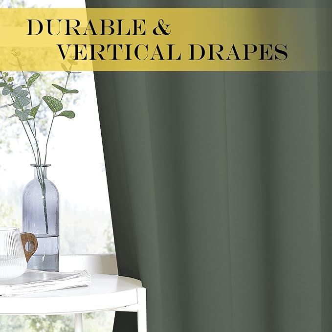 NICETOWN Blackout Living Room Curtain 95 inches Long - Grommet Thermal Insulated Window Treatment Energy Saving Sound Reducing Drape for Bedroom (Dark Mallard, 1 Panel, W52 x L95)