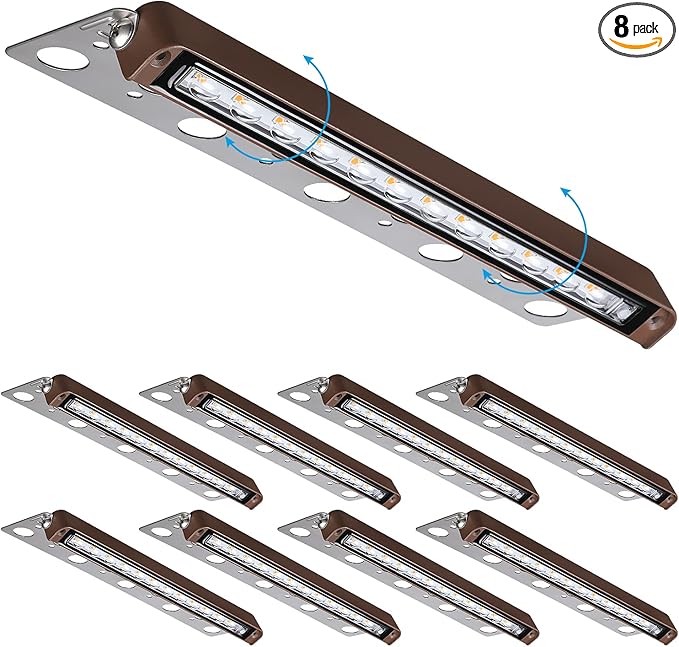 LEONLITE 8-Pack Premium Series 12 Inch Dimmable LED Hardscape Lighting 3 Way, 3W/5W/7W Retaining Wall Lights, Low Voltage Landscape Lights, 12V Paver Light, Outdoor Step Light, 3000K Warm White, ETL