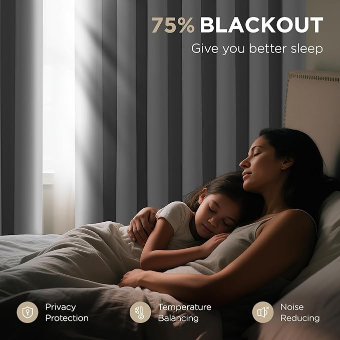 Joydeco Blackout Door Curtain for Doorway Privacy 72 Inches Long, Grommet Closet Curtain for Open Closet, Room Divider for Bedroom Living Room (Greyish White 52Wx72L, 1 Panel)