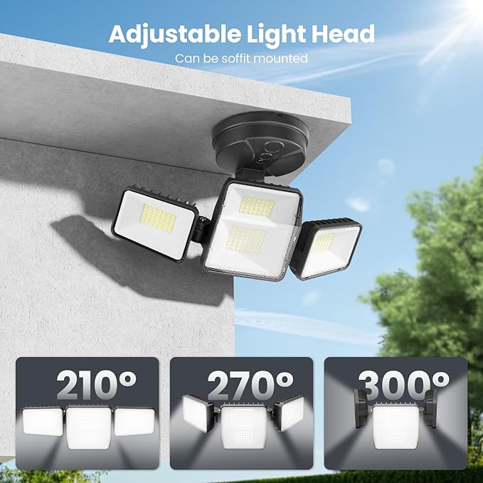 70W 7000LM LED Flood Lights Outdoor, Switch Controlled Security Lights with 4 Heads, Adjustable Heads, 6500K Daylight IP65 Waterproof Outside Wall Light for Backyard, Yard, Garage, Patio