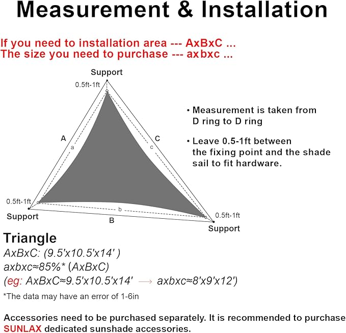 SUNLAX Sun Shade Sail 18' x 18' x 18' Peach Fuzz Rectangle Canopy Sail Shade Cover UV Block Permeable Sunshade Outdoor for Patio Backyard Deck Pergola (We Make Custom Size)