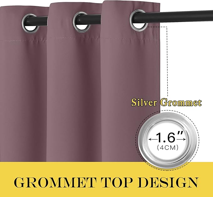 NICETOWN Blackout Curtains & Drapes - Privacy Thermal Efficiency Backdrop Curtains for Bedroom Room Divider Living Room Patio Sliding Glass Door, Wide 80 x Long 144 inch, Dry Rose, 1 Panel