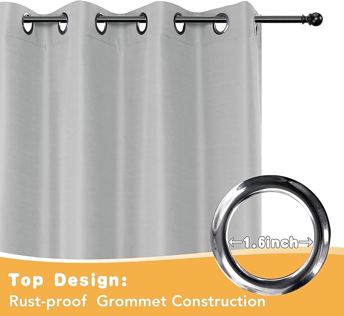 HolidayIdeas Outdoor Curtains for Patio Waterproof, 4 Panels - 54 x 84 Inch - Privacy Protection & Light Filtering Curtains Silver Grommet Outside Curtains for Porch, Gazebo, Pergola, Backyard