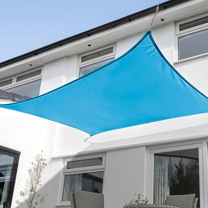 KANAGAWA 16'X16' Turquoise Mix Custom Size Sun Shade Sail Square UV Block Canopy Cover for Patio Backyard Lawn Garden Outdoor (Customized Available)