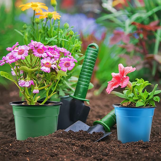 Oubest 30Pack Nursery Pots Plastic for Plants 6 inch Seedling with Drainage Holes Multicolor Flower Seed Starting Pots for Seedling Cutting Transplanting