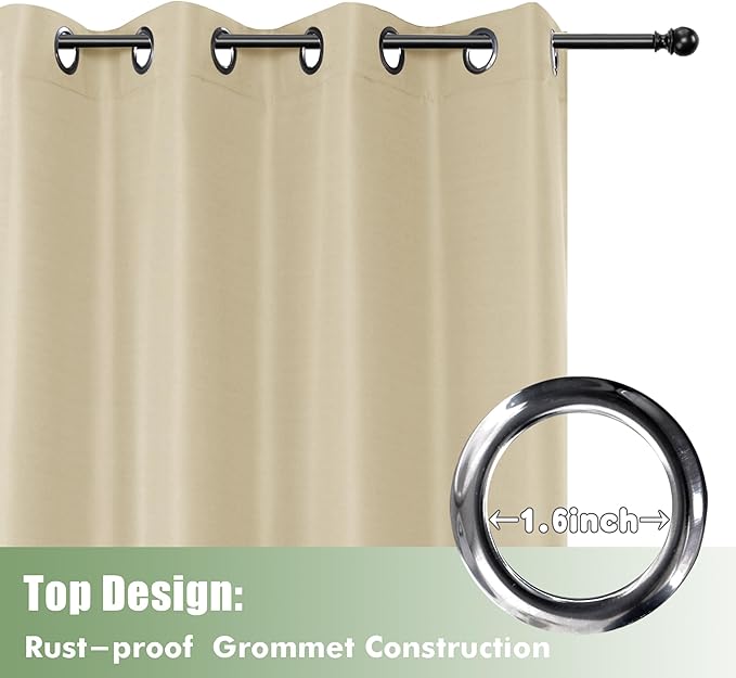 HolidayIdeas Outdoor Curtains for Patio Waterproof, 6 Panels - 54x95 Inches - Weatherproof Privacy Outsides Curtains for Cabana Porch Pergola, Sunlight & UV Blocking (Cream, Grommet Top)