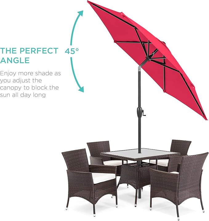 Best Choice Products 7.5ft Heavy-Duty Round Outdoor Market Table Patio Umbrella w/Steel Pole, Push Button Tilt, Easy Crank Lift - Hot Pink