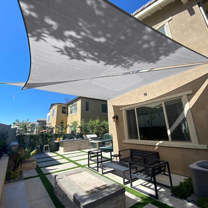 SUNLAX Sun Shade Sail 10' x 15' x 18' Silver Rectangle Canopy Sail Shade Cover UV Block Permeable Sunshade Outdoor for Patio Backyard Deck Pergola (We Make Custom Size)