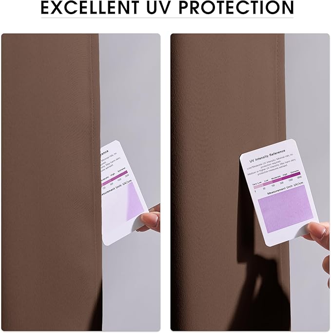 NICETOWN Fade Resistant Outdoor Curtains 2 Panels, Patio Waterproof Drapery Color Fastness Grade 4 Certification, UV Protection Blackout Shades for Porch, Deck, Pergolas, Tan, W52 x L108