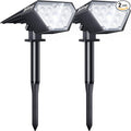 Biling Solar Spot Lights Outdoor, 2-in-1 Solar Landscape Lights 12 LED Bulbs Solar Powered IP67 Waterproof Adjustable Wall Light for Patio Pathway Yard Garden Driveway Pool - White（2pack）