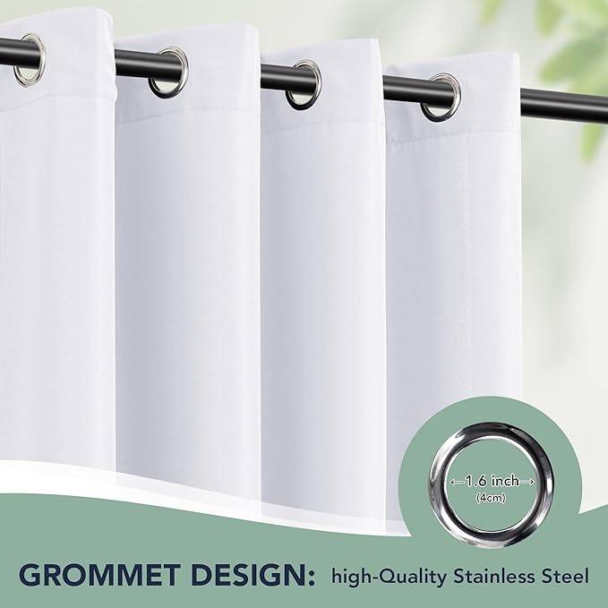 White Outdoor Curtains for Patio Waterproof - 6 Panels Privacy Weatherproof Outside Curtains with Grommets for Pergola, Gazebo, Porch, Cabana, Balcony, 54 x 120 Inch