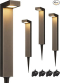 EDISHINE Low Voltage Pathway Lights Wired, 3000K 3.2W 50,000Hrs Waterproof LED Outdoor Landscape Lighting with Connectors, 12V Modern Cast-Aluminum Landscape Path Lights for Walkway Garden, 4 Pack