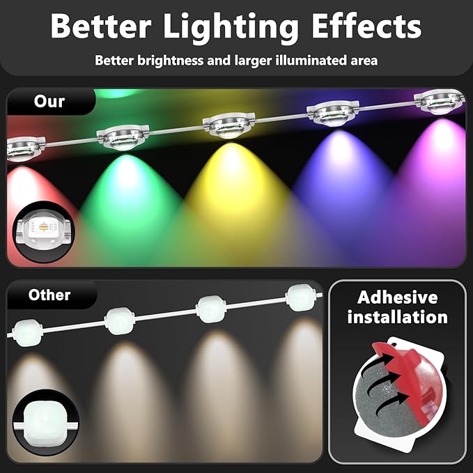 500FT Permanent Outdoor RGB Lights, IP67 Waterproof Smart Eave Lighting, with App/Remote Control Eaves Light, DIY LED Scenes Modes for House Roof Decor,Christmas,Party