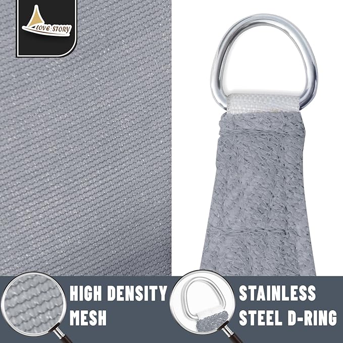 LOVE STORY Custom Size 17'x24'x29.4' Silver Grey Sun Shade Sail Triangle Sunshade Fabric Awning Canopy for Patio Backyard Carport Pergola (Customized)