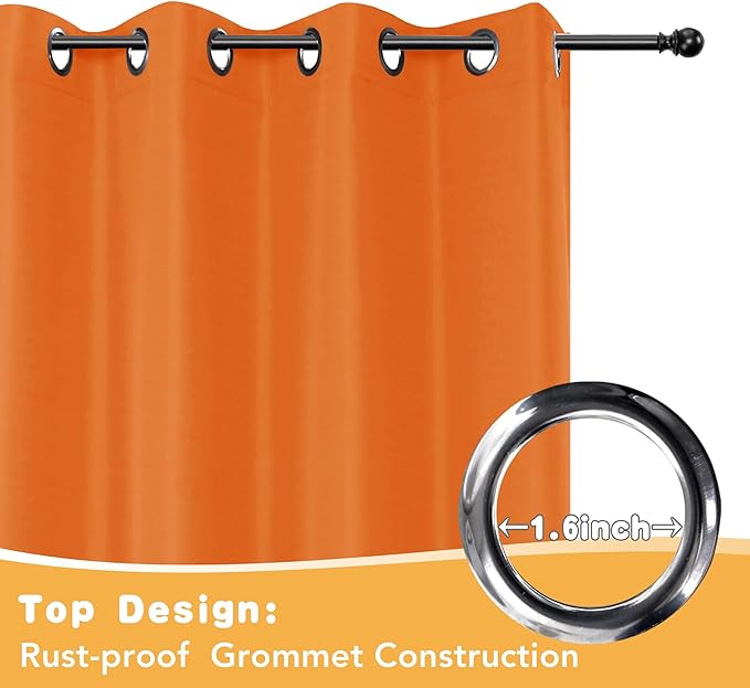 HolidayIdeas Outdoor Curtains for Patio Waterproof, 4 Panels - 54 x 95 Inch - Privacy Protection & Light Filtering Curtains Grommet Outside Curtains for Porch, Gazebo, Pergola (Mecca Orange)