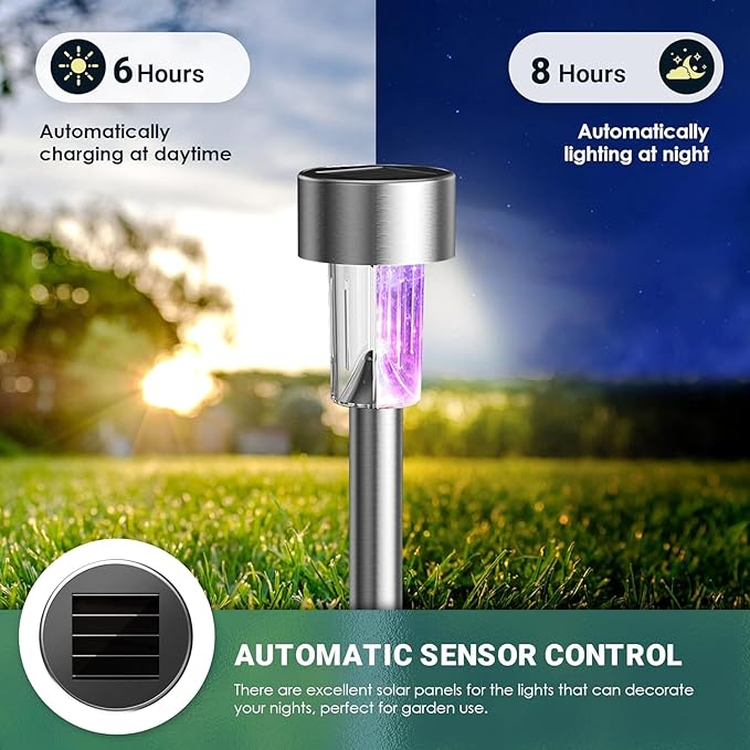 GIGALUMI Solar Lights Outdoor Waterproof, 20 Pack Multicolor, Garden Decor Pathway Lights Solar Powered for Yard Patio, Lawn and Landscape