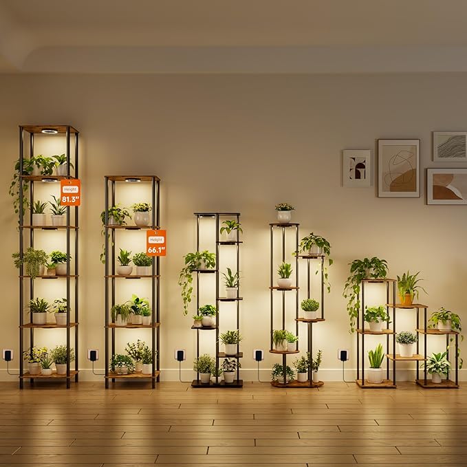 Bstrip Plant Stand Indoor with Grow Light, 81.3" Tall Indoor Plant Shelf, 6 Tier Flower Stand with Plant Light Full Spectrum, Metal Plant Holder with Light, lighted Plant Rack for Home, Corner, Patio