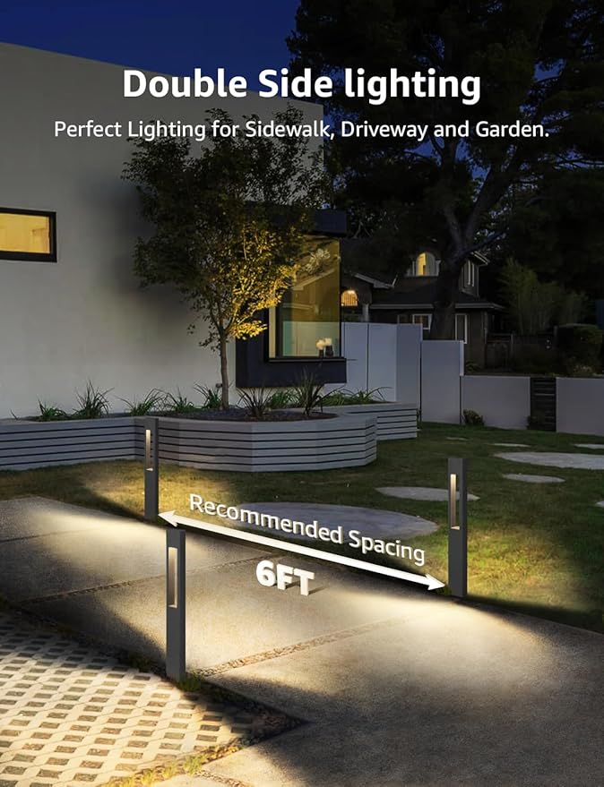 SUNVIE Low Voltage Landscape Lights 3W LED Pathway Lights Wired Aluminum Waterproof Outdoor Landscape Lighting 3000K 12-24V Path Lights Low Voltage for Garden Yard Walkway ETL, 8 Pack with Connectors