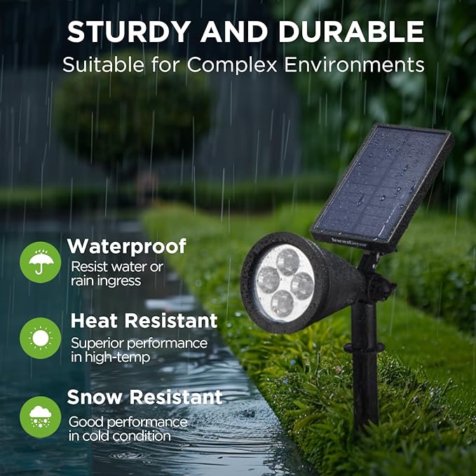 InnoGear Solar Lights Outdoor Waterproof Solar Garden Light for Outside Yard Landscape Lighting Pathway Spot Lights Spotlight Wall Light Auto On/Off, Pack of 4 (White)