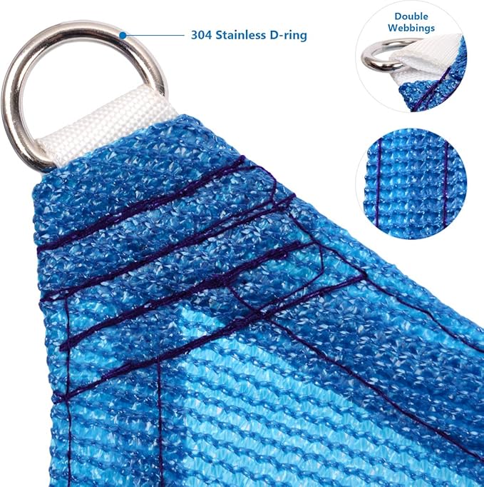 Eden's Decor Straight Flat-Edged Sun Shade Sail Rectangular 5' x 16' Blue UV-Blocking Outdoor Canopy Fabric Cloth Awning for Pergola Patio Garden Backyard Custom Size