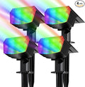 TECKNET Solar Color Changing Lights, 7 Lighting Modes Solar Spot Lights Outdoor Waterproof IP68, 4 Pack Multicolor RGB Outdoor Lights for Garden Yard Landscape Decor (RGB)