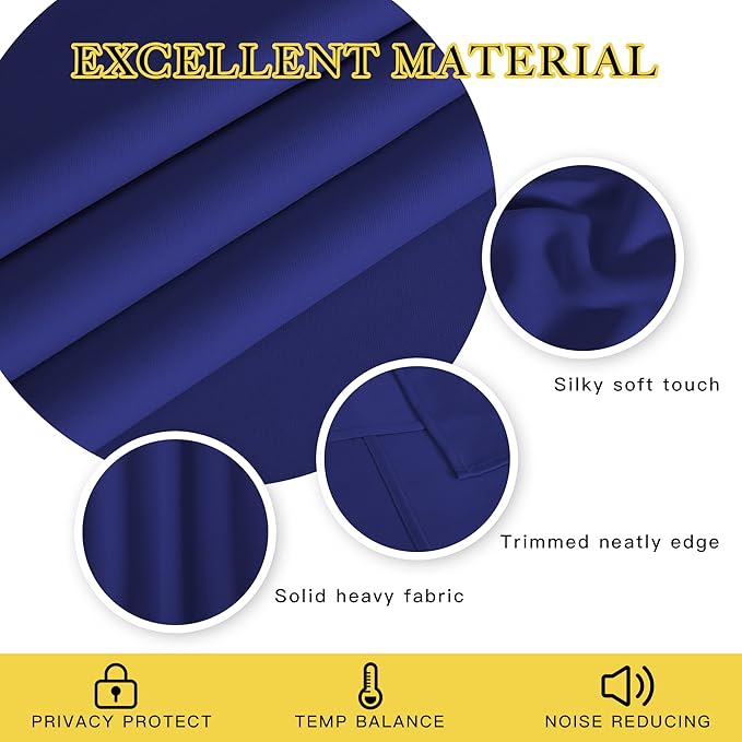 NICETOWN Blackout Curtains 120 inch Length for Sliding Glass Door, Grommet Thermal Insulated Room Darkening Sound Reducing Drapes for Room Divider, 1 Panel, W52 x L120, Navy Blue