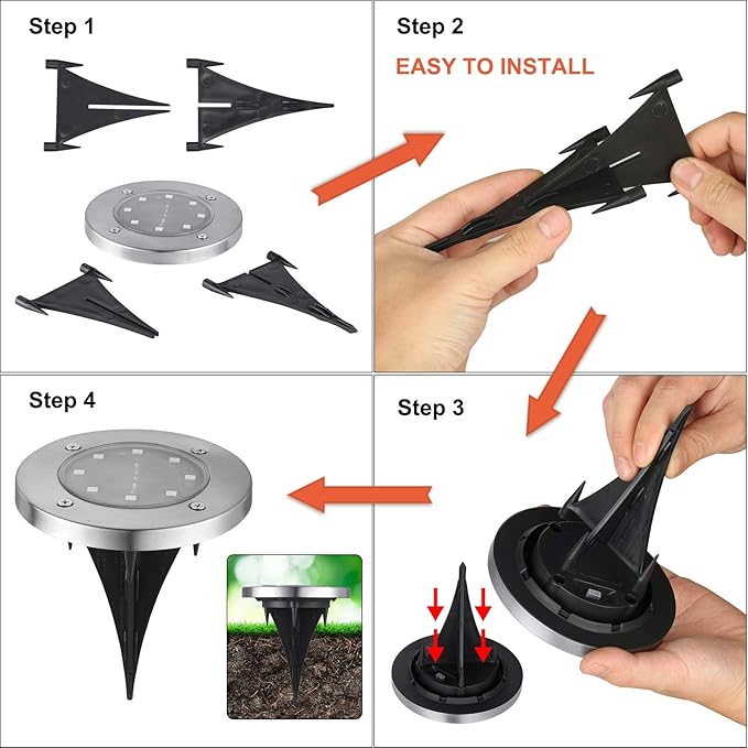 LYHOPE Solar Ground Lights Outdoor, 8 Pack 8 LED Solar Disk Lights Waterproof Garden In-ground Pathway Light Landscape Lighting for Lawn,Yard,Deck,Patio,Walkway (White)