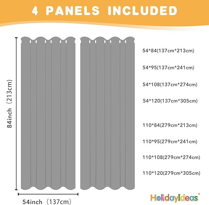 HolidayIdeas Outdoor Curtains for Patio Waterproof, 4 Panels - 54 x 120 Inch - Privacy Protection & Light Filtering Curtains Navy Grommet Outside Curtains for Porch, Gazebo, Pergola, Backyard