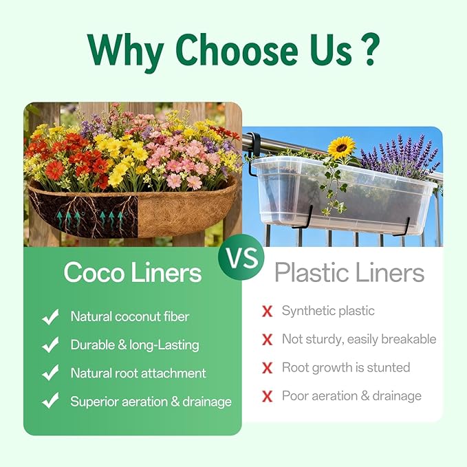 ZeeDix 30 Inch Trough Coconut Liners for Planters - 100% Natural Coconut Coir Fiber Planter Liners Replacement for Window Boxes, Wall Baskets, Deck Flower Boxes, Garden Railing Fence Troughs (2-Pack)
