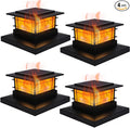 Dynaming 4 Pack Solar Post Cap Lights Outdoor with Flickering Flame Light, Fence Post Solar Lights Fit for 4x4 5x5 6x6 Vinyl/Wooden Posts, High Brightness SMD LED Lighting Decor for Garden Deck Patio