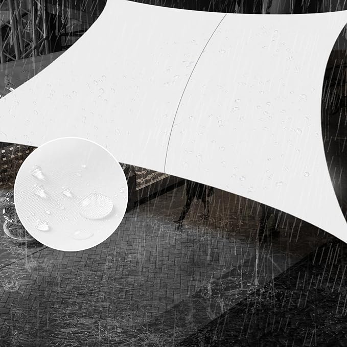 SUNNY GUARD Waterproof Sun Shade Sail 9' x 9' White Rectangle UV Block Sunshade for Backyard Yard Deck Patio Garden Outdoor Activities and Facility(Customized)
