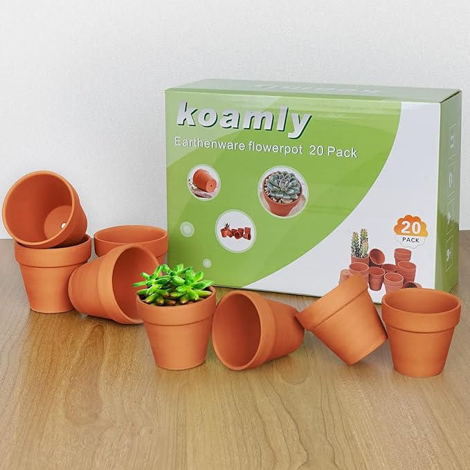 3 inch Plant Nursery pots Number of Items in a 20 Pack, with Drain, Succulent Seedling Planter, use with Indoor, windowsill, Terra Cotta red Flower pots Wedding Decoration Best Gift for Aunts