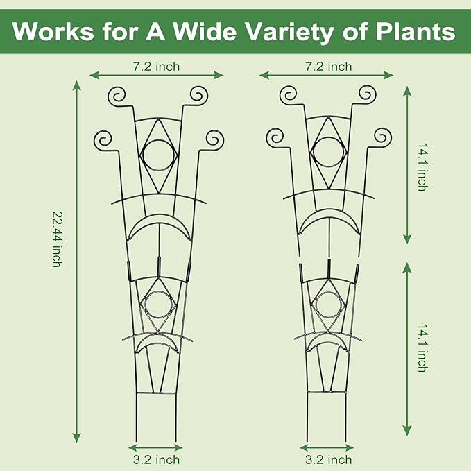 Stackable Metal Trellis for Climbing Plants Outdoor & Indoor - 4 Pack Garden Trellis for Potted Plants, Rust-Resistant Plant Support Stakes for Vines, Flowers - Sturdy Plant Trellis