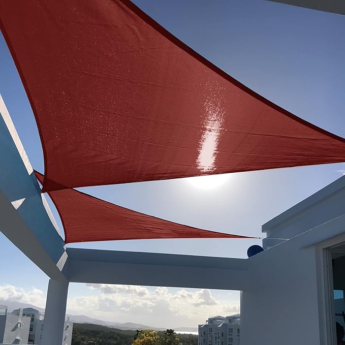 SUNNY GUARD Custom Size 18'x18'x18' Terra Red Sun Shade Sail Triangle UV Block Shade for Backyard Yard Patio Deck Garden(Customized)