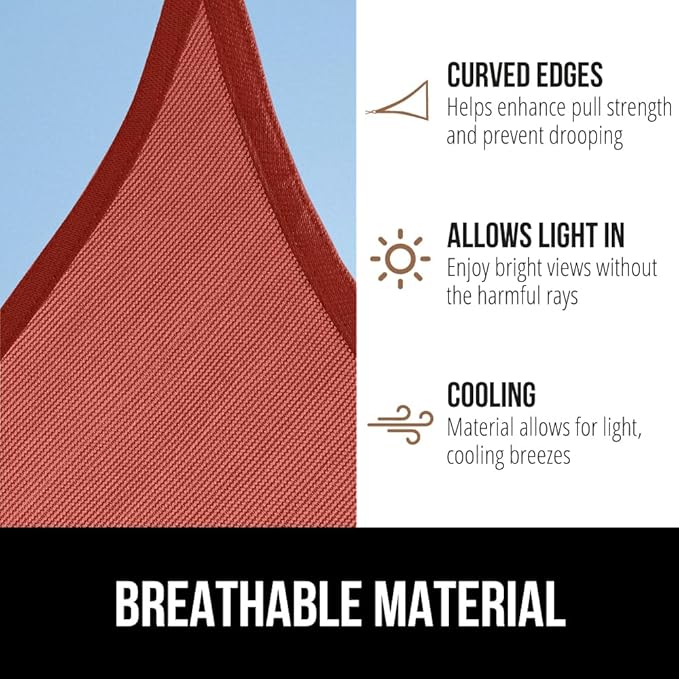 GORILLA GRIP Heavy Duty Sun Shade, UV Protection Fade Tear and Rust Resistant Rectangle Sunshade Canopy, Curved Edges Blocks Sunlight, Breathable Sail, Outdoor Patio, Lawn Garden 10x13 FT Terra