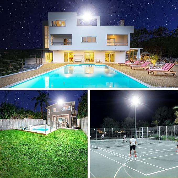 400W LED Stadium Flood Light Outdoor,2400W Equivalent 50500LM 5000K Daylight White Super Bright FloodLight with Plug,85-277V IP66 Waterproof Commercial Lighting for Sports Fields,Counts,Arena