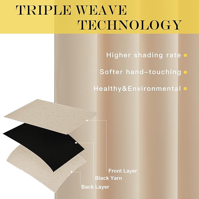 NICETOWN Blackout Curtain 102 inch Length, Grommet Thermal Curtain Room Darkening Sound Blocking Window Drape for Sliding Glass Door/Living Room (Biscotti Beige, W66 x L102, 1 Panel)