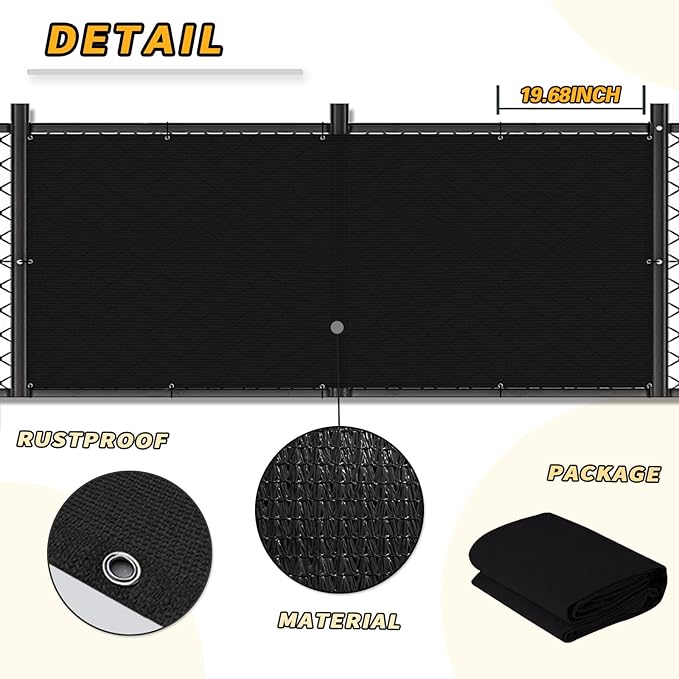 LOVE STORY 3.3'x19.7' Black Balcony Screen Privacy Fence Cover UV Protection (HDPE) Weather-Resistant 3 FT Height Shield for Deck, Patio, Backyard, Outdoor Pool, Porch, Railing