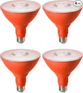 EDISHINE PAR38 Orange LED Flood Light Bulbs Outdoor, Dimmable LED Light Bulb, 18W(120W Equivalent), Outdoor Weatherproof Light Bulb for Party, E26 Base, 4 Pack