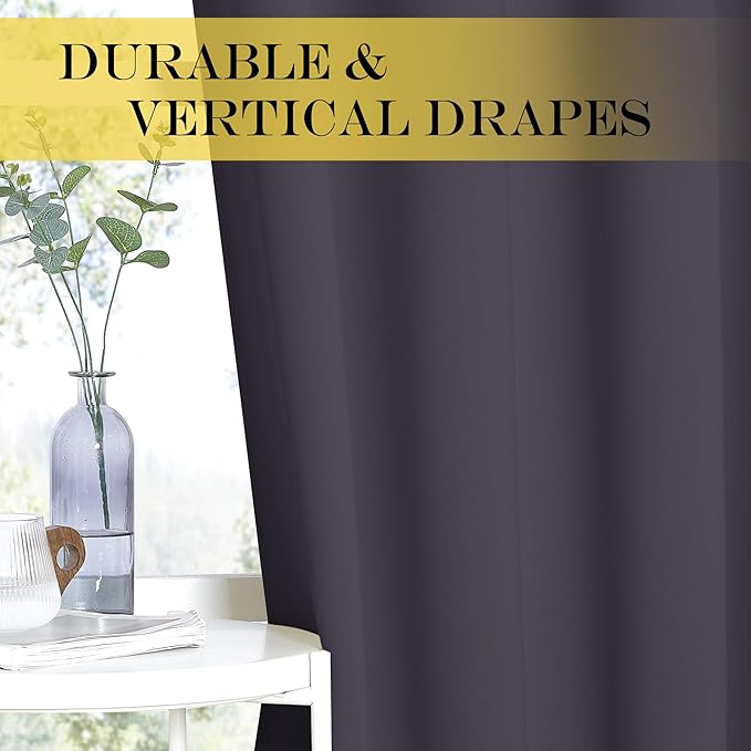 NICETOWN Blackout Curtains 63 inches Long for Living Room Bedroom, Grommet Thermal Insulated Room Divider Drape Window Treatment for Sliding Patio Door, W100 x L63, 1 Panel, Greyish Purple