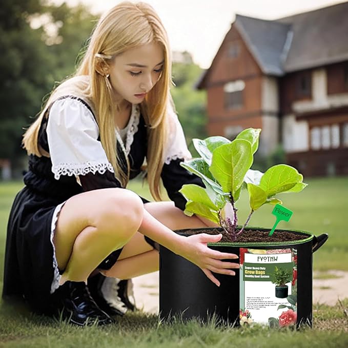 2-Pack 30 Gallon Plant Grow Bags, Thickened Nonwoven Fabric Pots with Handles,Sturdy Garden Planters Aeration Gardening Container to for Plants, Vegetables, and Flowers