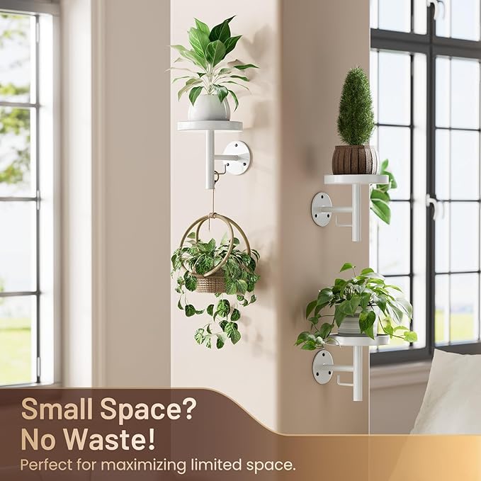 YUOROS 3 Pack Wall Planters for Indoor Plants Hanging Shelf Wall Mounted Plant Hanging Holder (White)