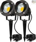 SUNVIE 20W Outdoor Spotlight LED Landscape Lighting 120V AC Waterproof Yard Spot Lights Outdoor with Stake for Tree Flag Lights 3000K Ultra Warm White Lawn Decorative Lamp with US 3-Plug in (2 Pack)
